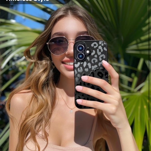 iPhone 16 PL Matte Black Leopard Cheetah Print Magnetic Case Cover Cute NIB - Picture 6 of 16